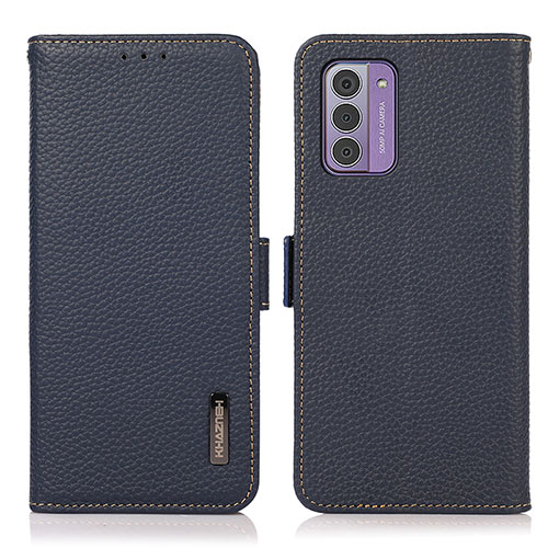 Leather Case Stands Flip Cover Holder B03H for Nokia G42 5G Blue