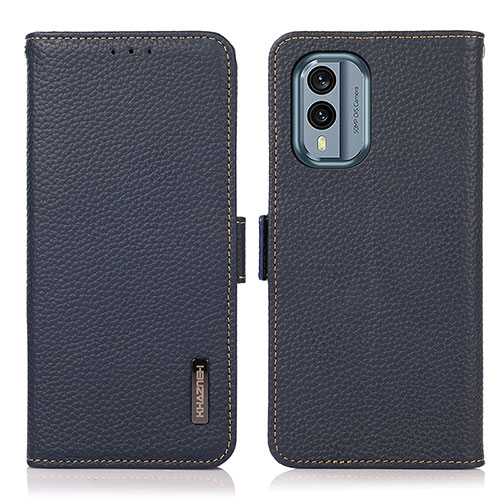 Leather Case Stands Flip Cover Holder B03H for Nokia X30 5G Blue