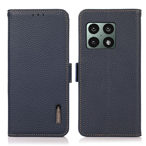 Leather Case Stands Flip Cover Holder B03H for OnePlus 10 Pro 5G Blue