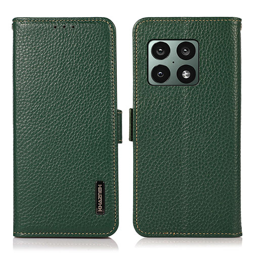 Leather Case Stands Flip Cover Holder B03H for OnePlus 10 Pro 5G Green