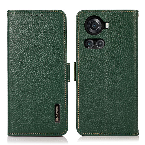 Leather Case Stands Flip Cover Holder B03H for OnePlus 10R 5G Green