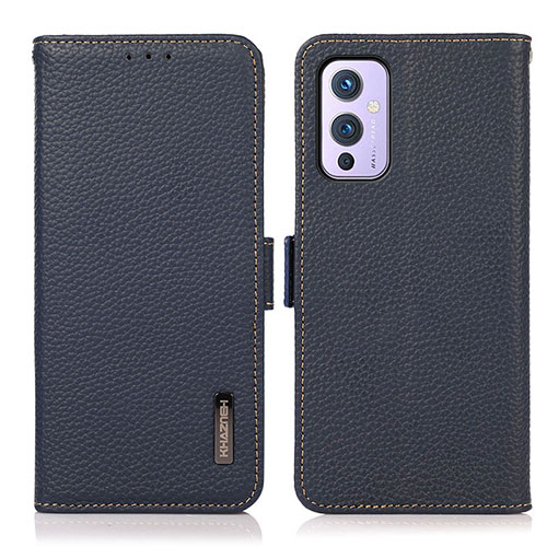 Leather Case Stands Flip Cover Holder B03H for OnePlus 9 5G Blue