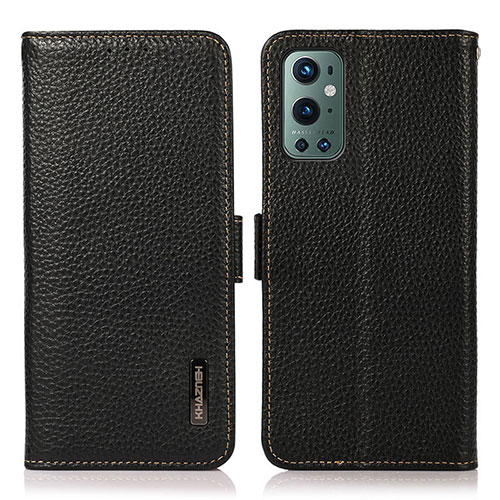 Leather Case Stands Flip Cover Holder B03H for OnePlus 9 Pro 5G Black