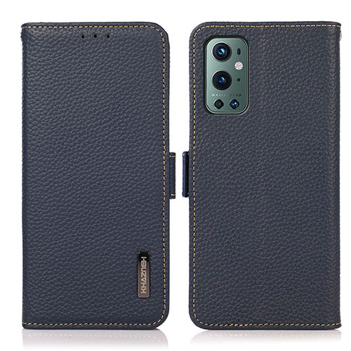 Leather Case Stands Flip Cover Holder B03H for OnePlus 9 Pro 5G Blue