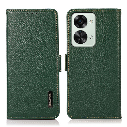 Leather Case Stands Flip Cover Holder B03H for OnePlus Nord 2T 5G Green