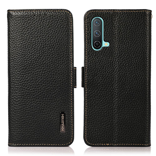 Leather Case Stands Flip Cover Holder B03H for OnePlus Nord CE 5G Black