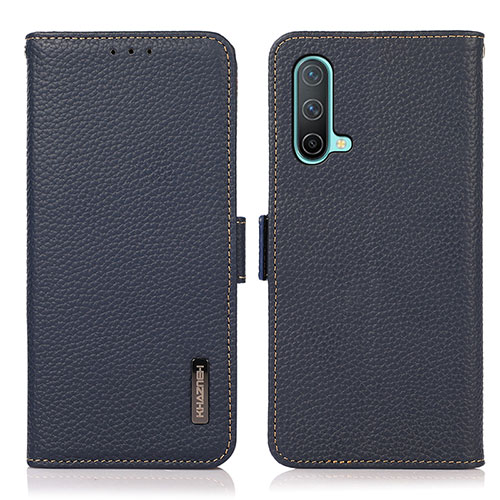 Leather Case Stands Flip Cover Holder B03H for OnePlus Nord CE 5G Blue