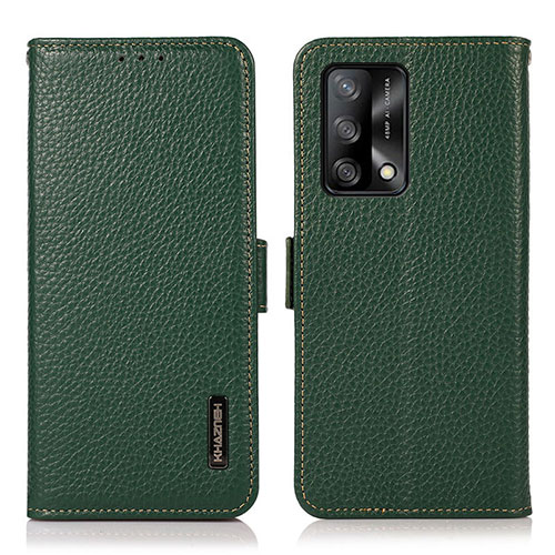 Leather Case Stands Flip Cover Holder B03H for Oppo F19 Green