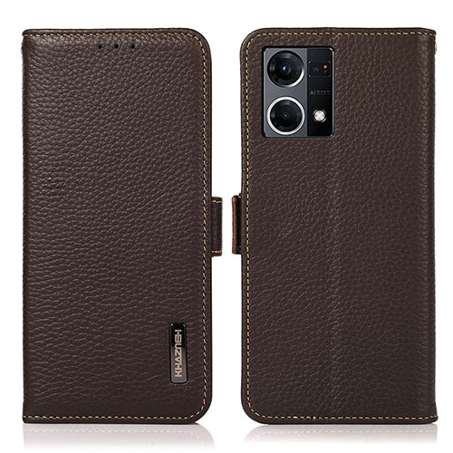 Leather Case Stands Flip Cover Holder B03H for Oppo F21s Pro 4G Brown