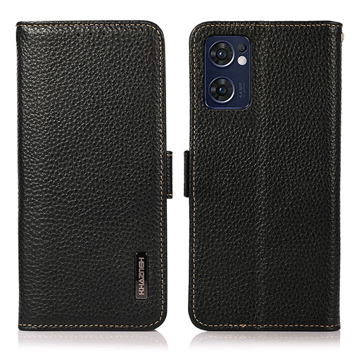 Leather Case Stands Flip Cover Holder B03H for Oppo Find X5 Lite 5G Black