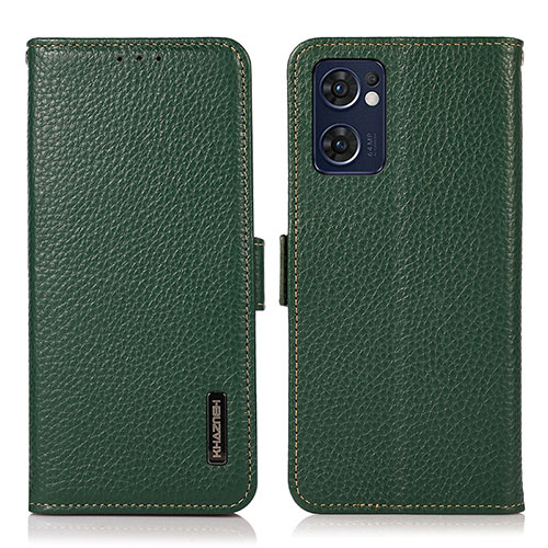 Leather Case Stands Flip Cover Holder B03H for Oppo Find X5 Lite 5G Green