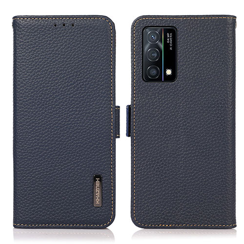 Leather Case Stands Flip Cover Holder B03H for Oppo K9 5G Blue