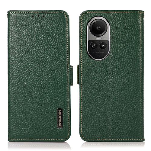 Leather Case Stands Flip Cover Holder B03H for Oppo Reno10 Pro 5G Green