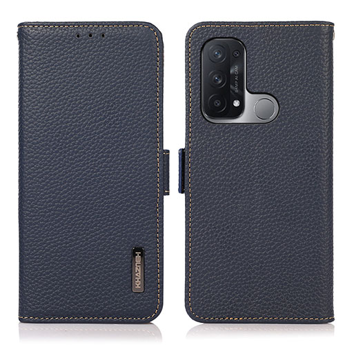 Leather Case Stands Flip Cover Holder B03H for Oppo Reno5 A Blue