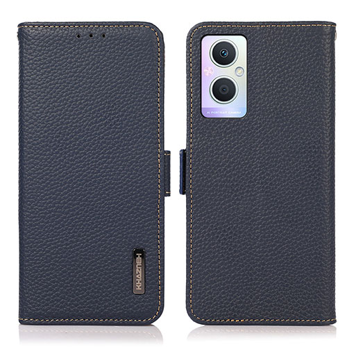 Leather Case Stands Flip Cover Holder B03H for Oppo Reno7 Lite 5G Blue