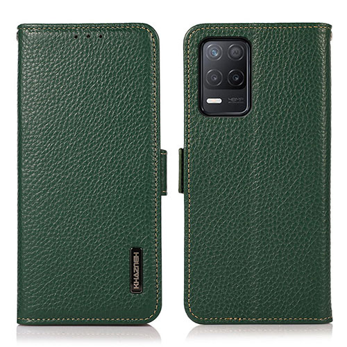 Leather Case Stands Flip Cover Holder B03H for Realme 8 5G Green