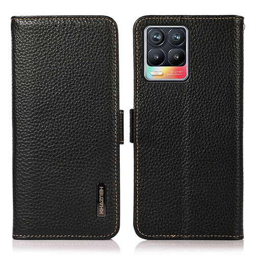 Leather Case Stands Flip Cover Holder B03H for Realme 8 Pro Black