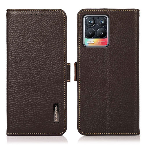 Leather Case Stands Flip Cover Holder B03H for Realme 8 Pro Brown