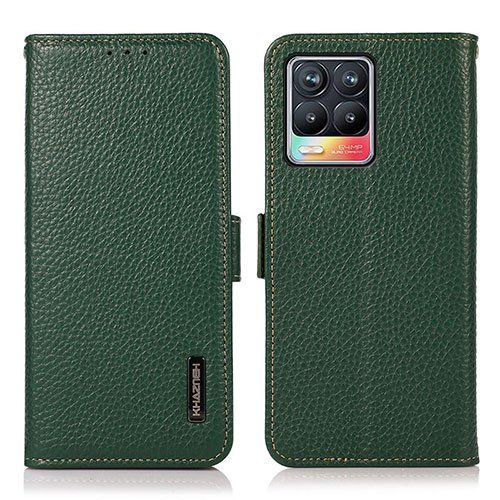 Leather Case Stands Flip Cover Holder B03H for Realme 8 Pro Green