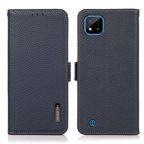 Leather Case Stands Flip Cover Holder B03H for Realme C11 (2021) Blue