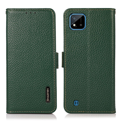 Leather Case Stands Flip Cover Holder B03H for Realme C11 (2021) Green