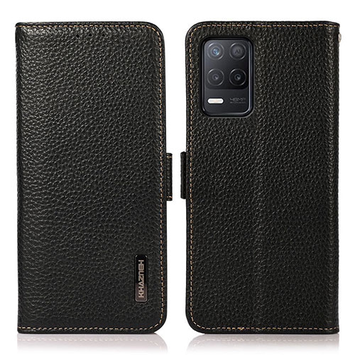 Leather Case Stands Flip Cover Holder B03H for Realme Q3 5G Black