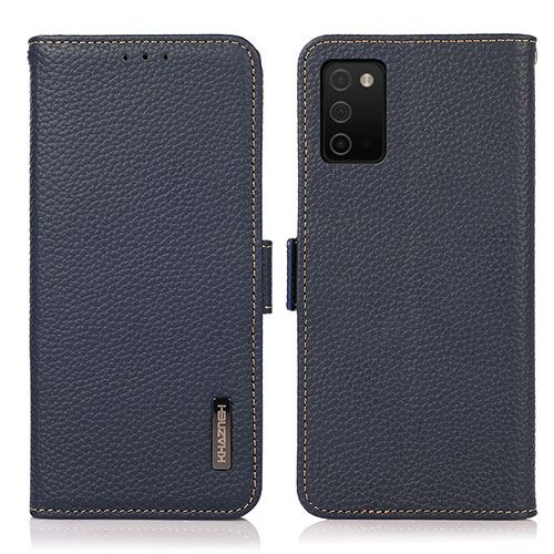 Leather Case Stands Flip Cover Holder B03H for Samsung Galaxy A02s Blue