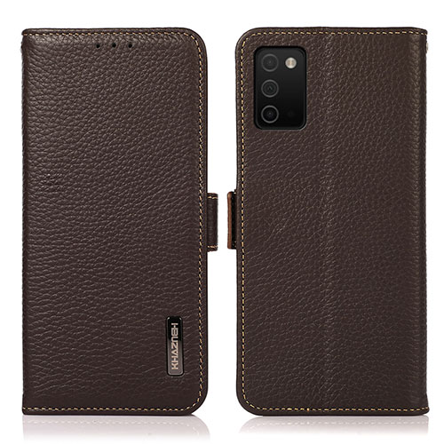 Leather Case Stands Flip Cover Holder B03H for Samsung Galaxy A02s Brown