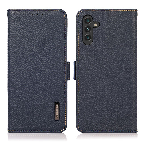 Leather Case Stands Flip Cover Holder B03H for Samsung Galaxy A04s Blue