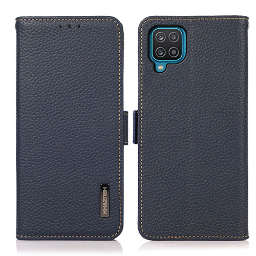 Leather Case Stands Flip Cover Holder B03H for Samsung Galaxy A12 5G Blue