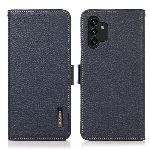 Leather Case Stands Flip Cover Holder B03H for Samsung Galaxy A13 4G Blue