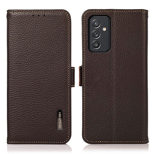 Leather Case Stands Flip Cover Holder B03H for Samsung Galaxy A15 4G Brown