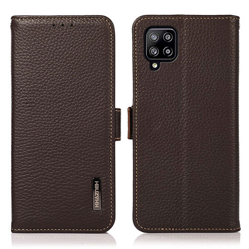 Leather Case Stands Flip Cover Holder B03H for Samsung Galaxy A22 4G Brown