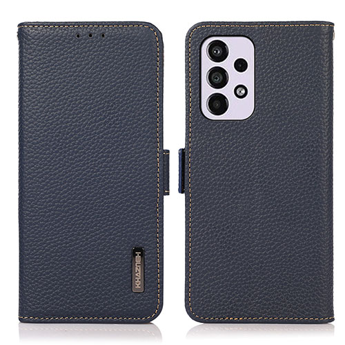 Leather Case Stands Flip Cover Holder B03H for Samsung Galaxy A33 5G Blue