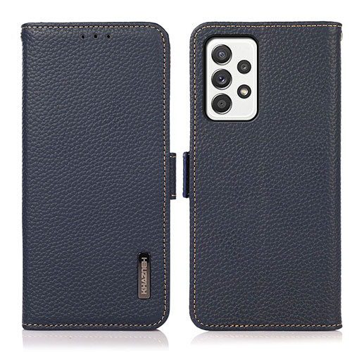 Leather Case Stands Flip Cover Holder B03H for Samsung Galaxy A52 5G Blue