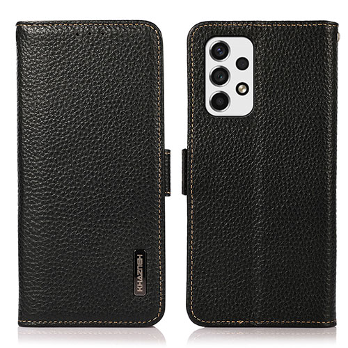 Leather Case Stands Flip Cover Holder B03H for Samsung Galaxy A53 5G Black