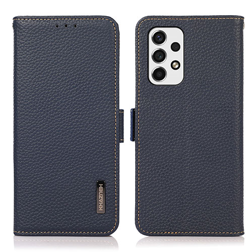 Leather Case Stands Flip Cover Holder B03H for Samsung Galaxy A53 5G Blue