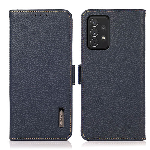 Leather Case Stands Flip Cover Holder B03H for Samsung Galaxy A72 5G Blue