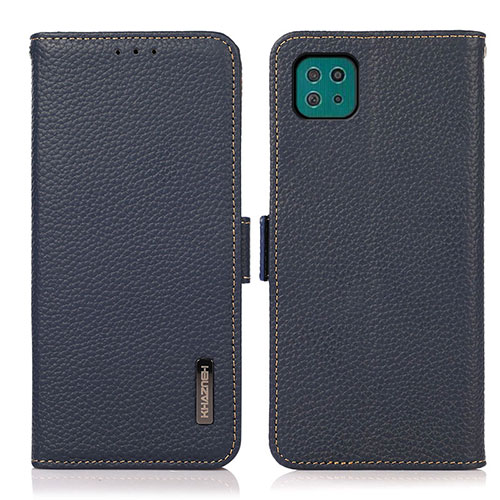 Leather Case Stands Flip Cover Holder B03H for Samsung Galaxy F42 5G Blue