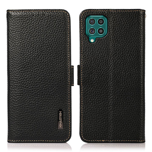 Leather Case Stands Flip Cover Holder B03H for Samsung Galaxy F62 5G Black