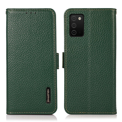 Leather Case Stands Flip Cover Holder B03H for Samsung Galaxy M02s Green