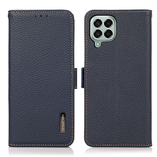 Leather Case Stands Flip Cover Holder B03H for Samsung Galaxy M33 5G Blue