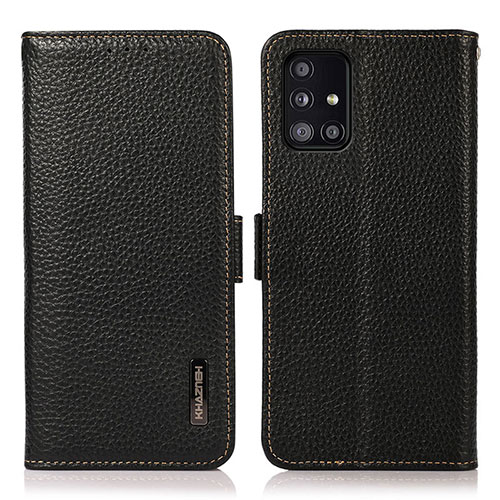 Leather Case Stands Flip Cover Holder B03H for Samsung Galaxy M40S Black