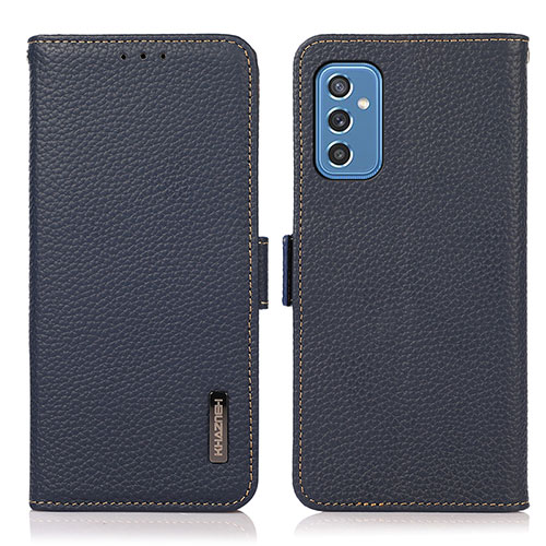 Leather Case Stands Flip Cover Holder B03H for Samsung Galaxy M52 5G Blue