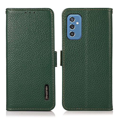 Leather Case Stands Flip Cover Holder B03H for Samsung Galaxy M52 5G Green