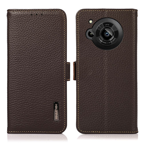 Leather Case Stands Flip Cover Holder B03H for Sharp Aquos R7s Brown