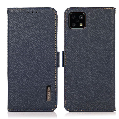 Leather Case Stands Flip Cover Holder B03H for Sharp Aquos Sense4 Blue