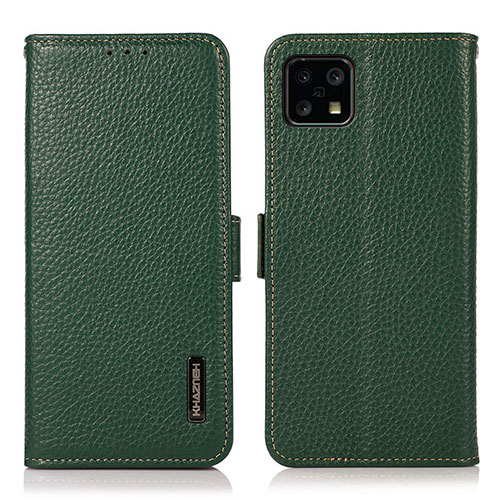 Leather Case Stands Flip Cover Holder B03H for Sharp Aquos Sense4 Green