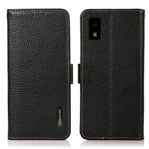 Leather Case Stands Flip Cover Holder B03H for Sharp Aquos wish Black