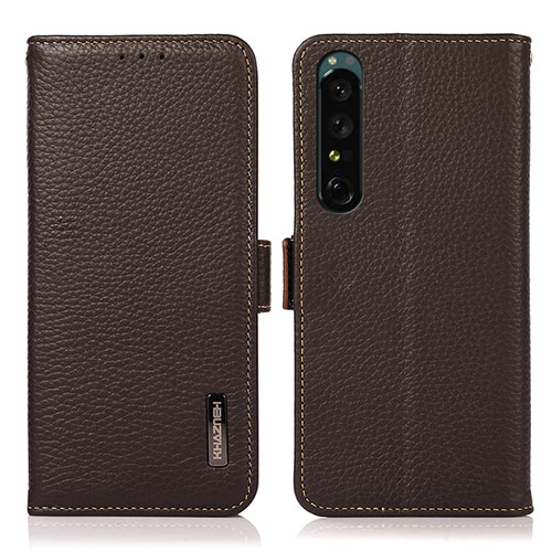 Leather Case Stands Flip Cover Holder B03H for Sony Xperia 1 IV SO-51C Brown